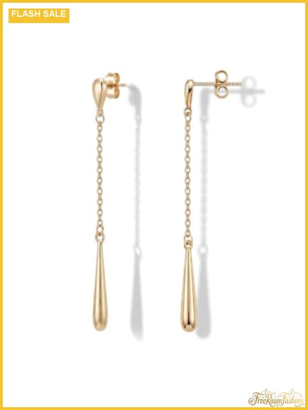 14K Gold Plated Teardrop Dangle Earrings 925 Silver Post